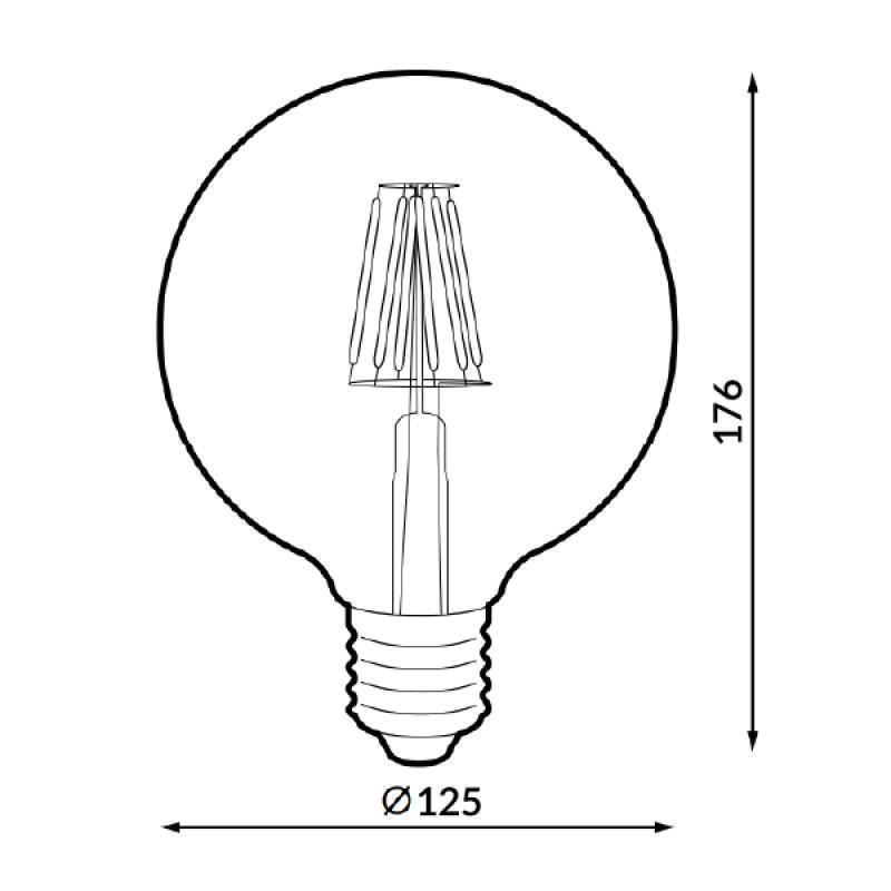 Bombilla Led Filamento E27 G125 6W ámbar - Imagen 2