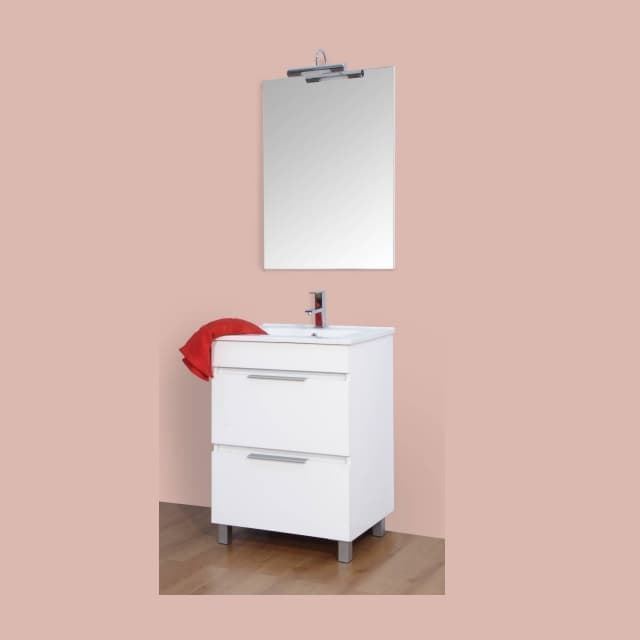 MUEBLE+LAVABO+ ESPEJO BLANCO 60CM F-45 - Imagen 1