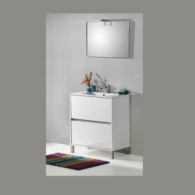 MUEBLE+LAVABO+ ESPEJO BLANCO 80CM F-39 - Imagen 1